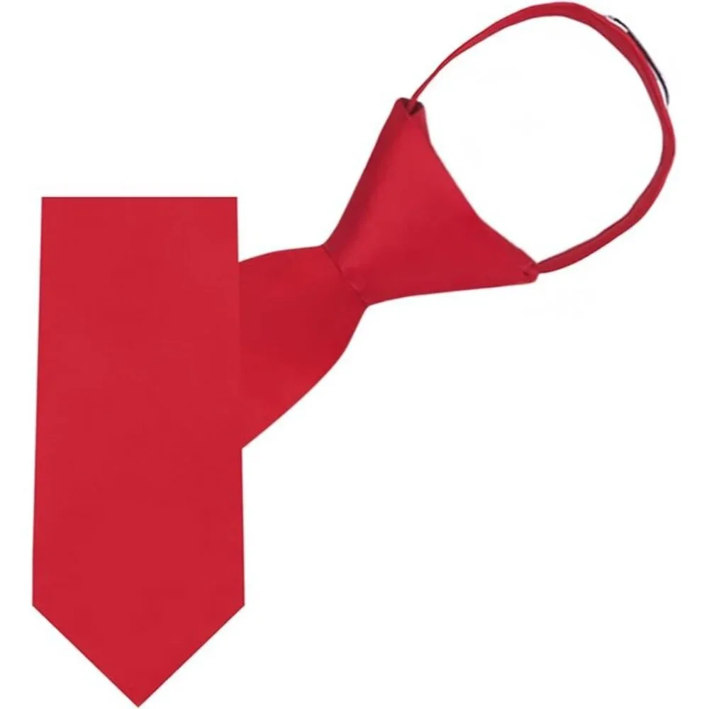 Kid's Solid 11 inch Zipper Tie - Red